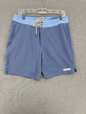 Fair Harbor Bayberry Blue Waves Board Shorts Mens 32 8" Beach Swim Trunks